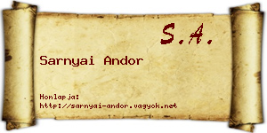 Sarnyai Andor névjegykártya